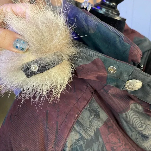 ❌SOLD🏷️Vintage 90s Nils Burgundy Floral Print Ski Jacket - Picture 8 of 15